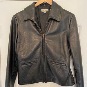 Ann Taylor Woman's Black Leather Jacket Petite M